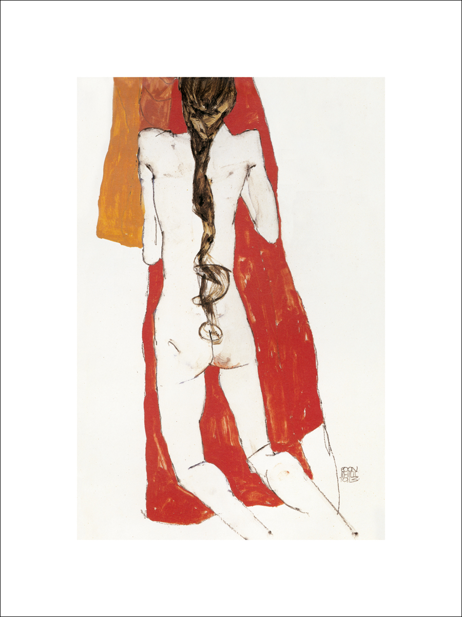 Schiele, E.: Nude back of girl, 1913