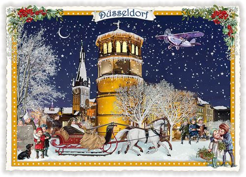 Städte-Postkarte, Weihnachten - Düsseldorf 01 (quer)