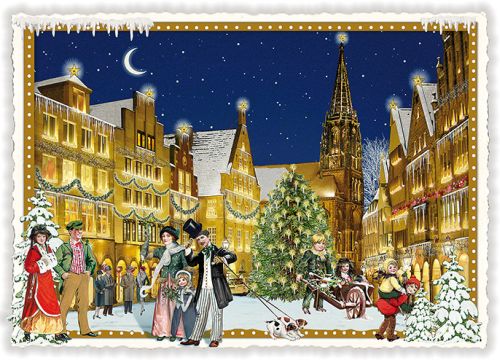 Städte-Postkarte, Weihnachten - Münster (quer)
