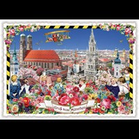 Städte-Postkarte, München Panorama (Quer)