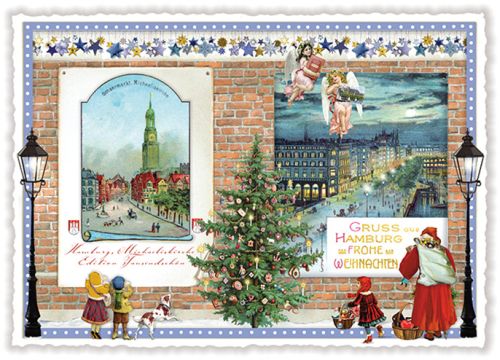 Städte-Postkarte, Weihnachten Hamburg (Quer)
