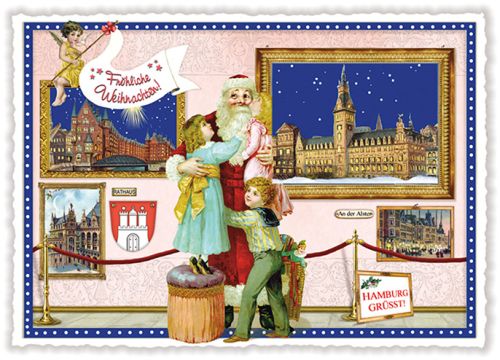 Städte-Postkarte, Weihnachten Hamburg (Quer)