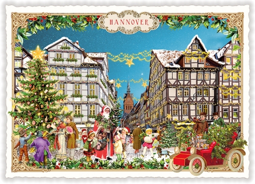 Städte-Postkarte, Weihnachten, Hannover, Altstadt (Quer)