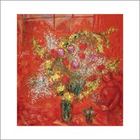 Chagall, M.: Fleurs sur fond rouge