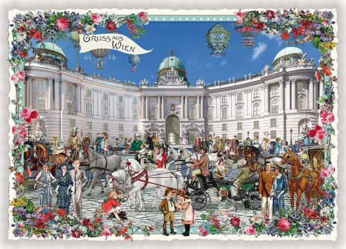 Städte-Postkarte, Wien Michaelerplatz (Quer)