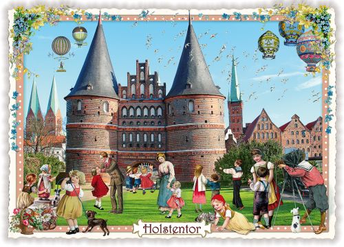 Städte-Postkarte, Holstentor (Quer)