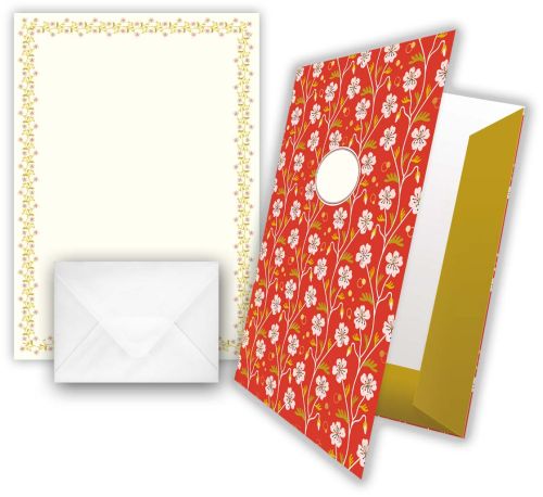 Briefpapier - Design: Blumen (rot)