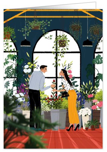 Man and woman in flower shop