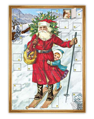 Adventskalender DIN A3 Weihnachtsmann auf Ski