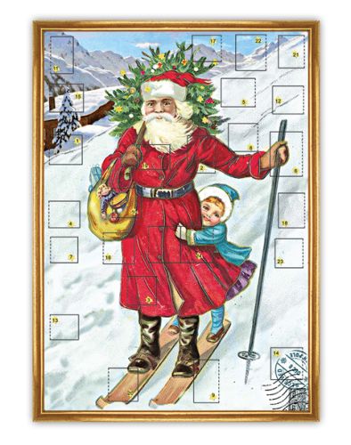Adventskalender DIN A3 Weihnachtsmann auf Ski