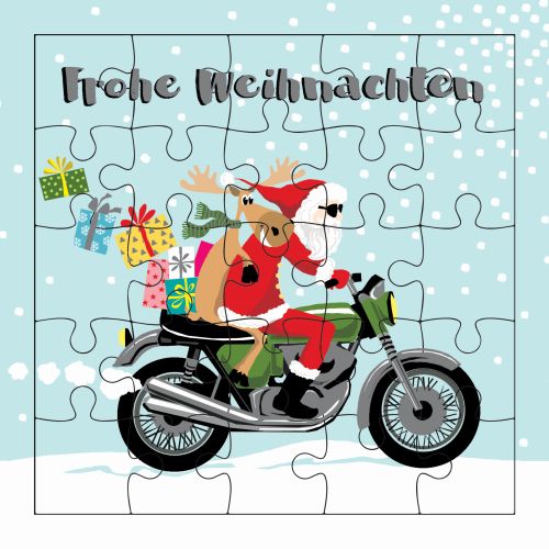 Frohe Weihnachten (Weihnachtsmann auf Motorrad)