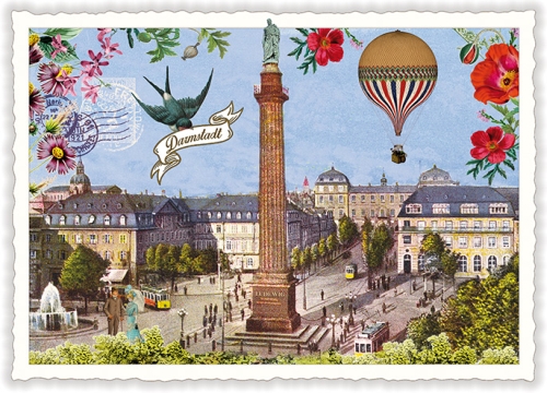 Städte-Postkarte, Darmstadt (Quer)