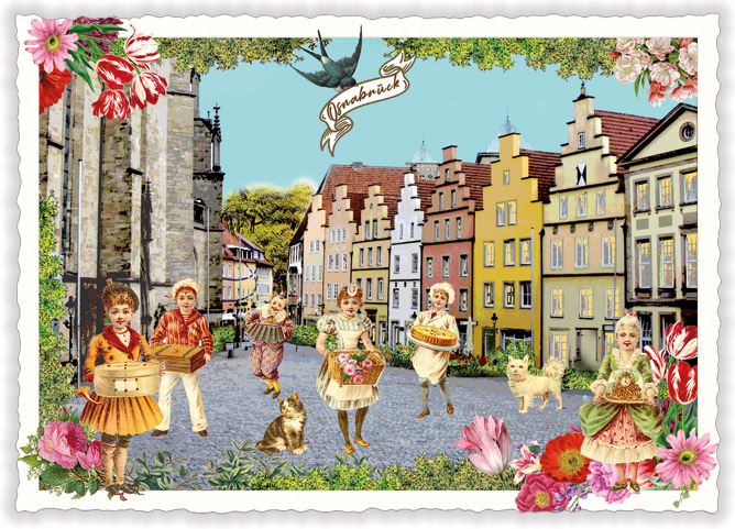Städte-Postkarte, Osnabrück, Markt (Quer)