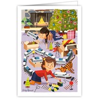 Children playing with model trains