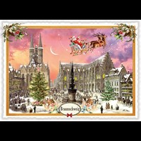 Städte-Postkarte, Weihnachten - Braunschweig, Altstadtmarkt (Quer)