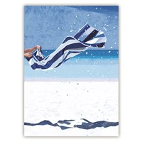 Blue and white striped beach towel, o.T. (hoch)